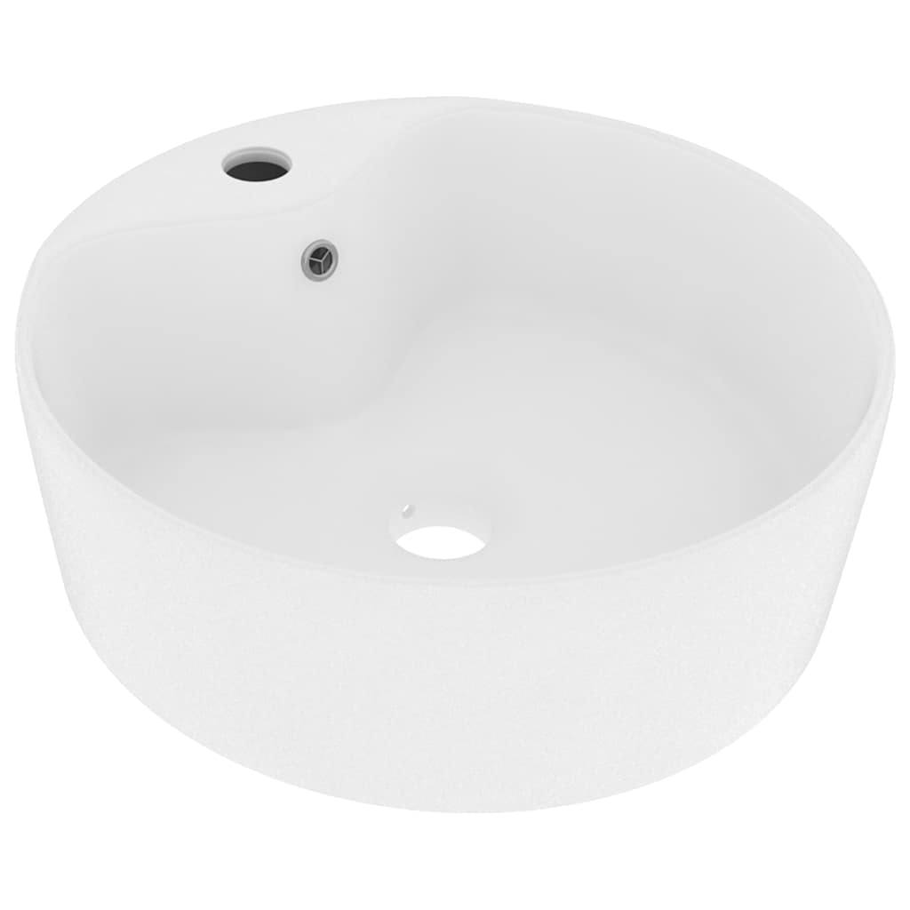 Luxury Wash Basin with Overflow Matt Pink 36x13 cm Ceramic Matte white