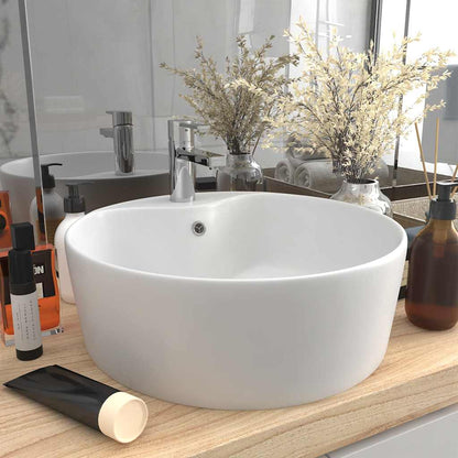 Luxury Wash Basin with Overflow Matt Pink 36x13 cm Ceramic Matte white
