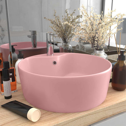 147032 vidaXL Luxury Wash Basin with Overflow Matt Pink 36x13 cm Ceramic 1