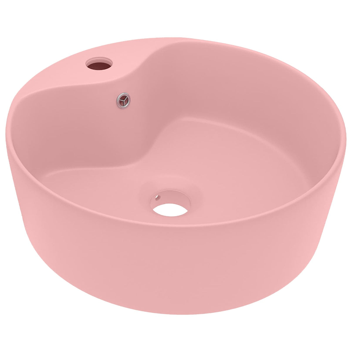 Luxury Wash Basin with Overflow Matt Pink 36x13 cm Ceramic Matte pink