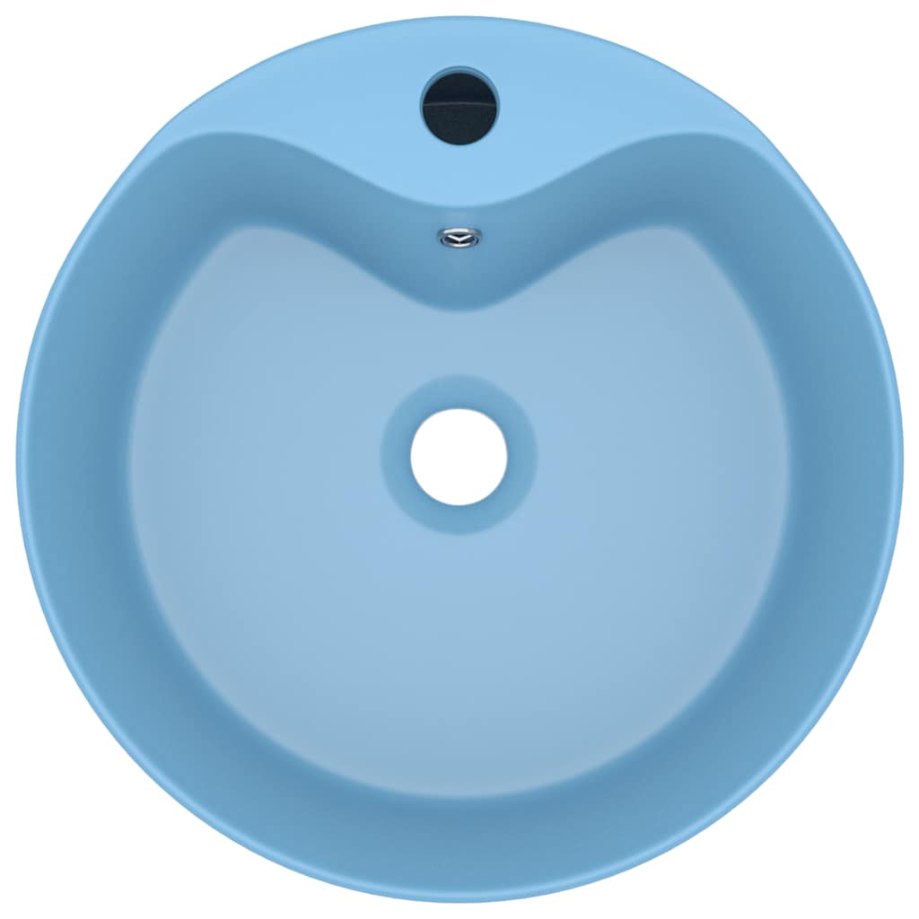 vidaXL Luxury Wash Basin with Overflow Matt Light Blue 36x13 cm Ceramic 3