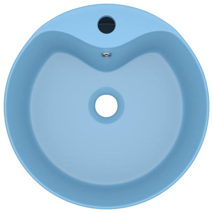 vidaXL Luxury Wash Basin with Overflow Matt Light Blue 36x13 cm Ceramic 3