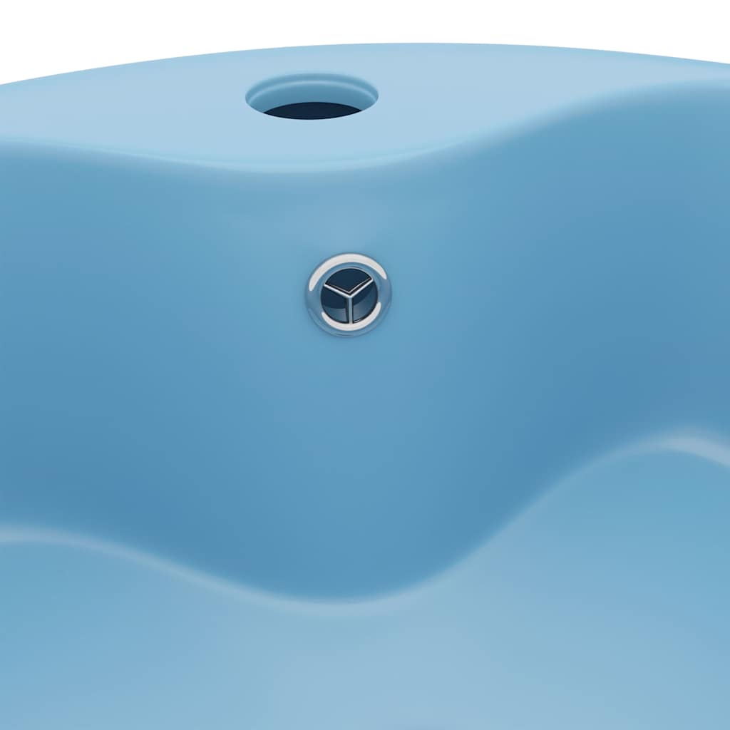 vidaXL Luxury Wash Basin with Overflow Matt Light Blue 36x13 cm Ceramic 5
