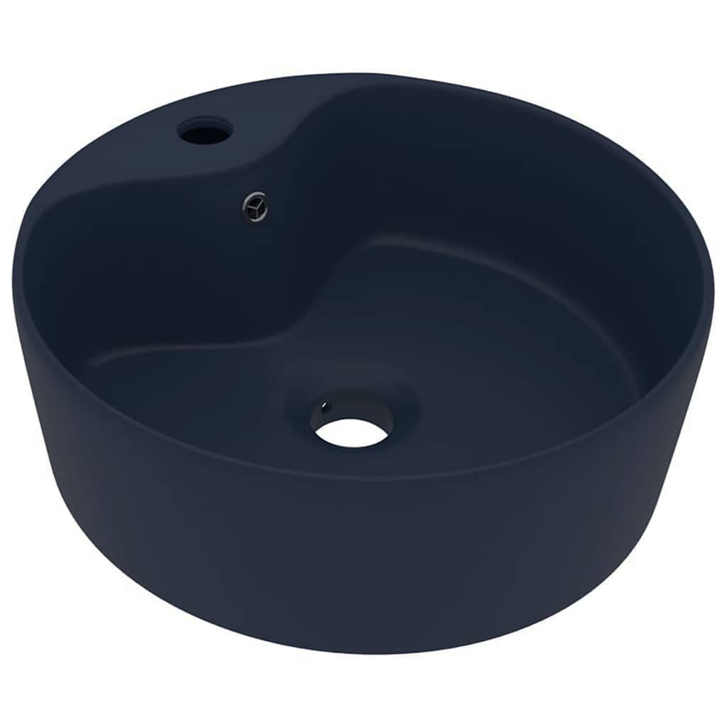 vidaXL Luxury Wash Basin with Overflow Matt Dark Blue 36x13 cm Ceramic 2