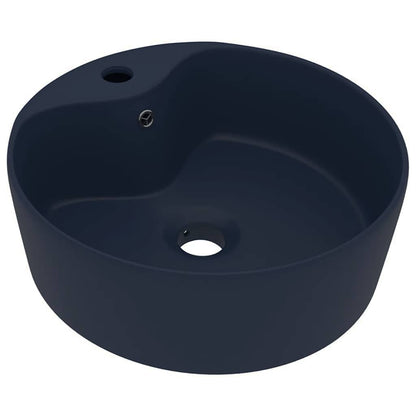 vidaXL Luxury Wash Basin with Overflow Matt Dark Blue 36x13 cm Ceramic 2
