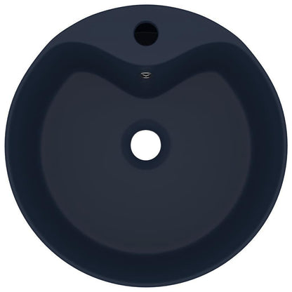 vidaXL Luxury Wash Basin with Overflow Matt Dark Blue 36x13 cm Ceramic 4