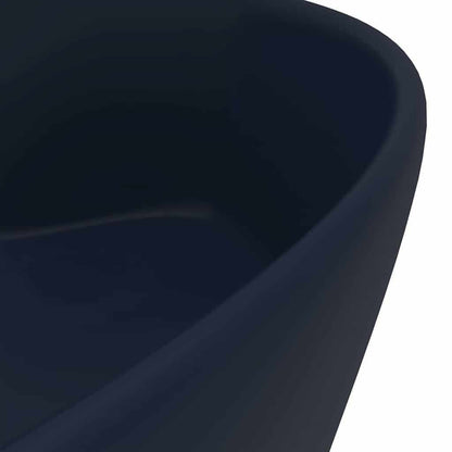 vidaXL Luxury Wash Basin with Overflow Matt Dark Blue 36x13 cm Ceramic 6