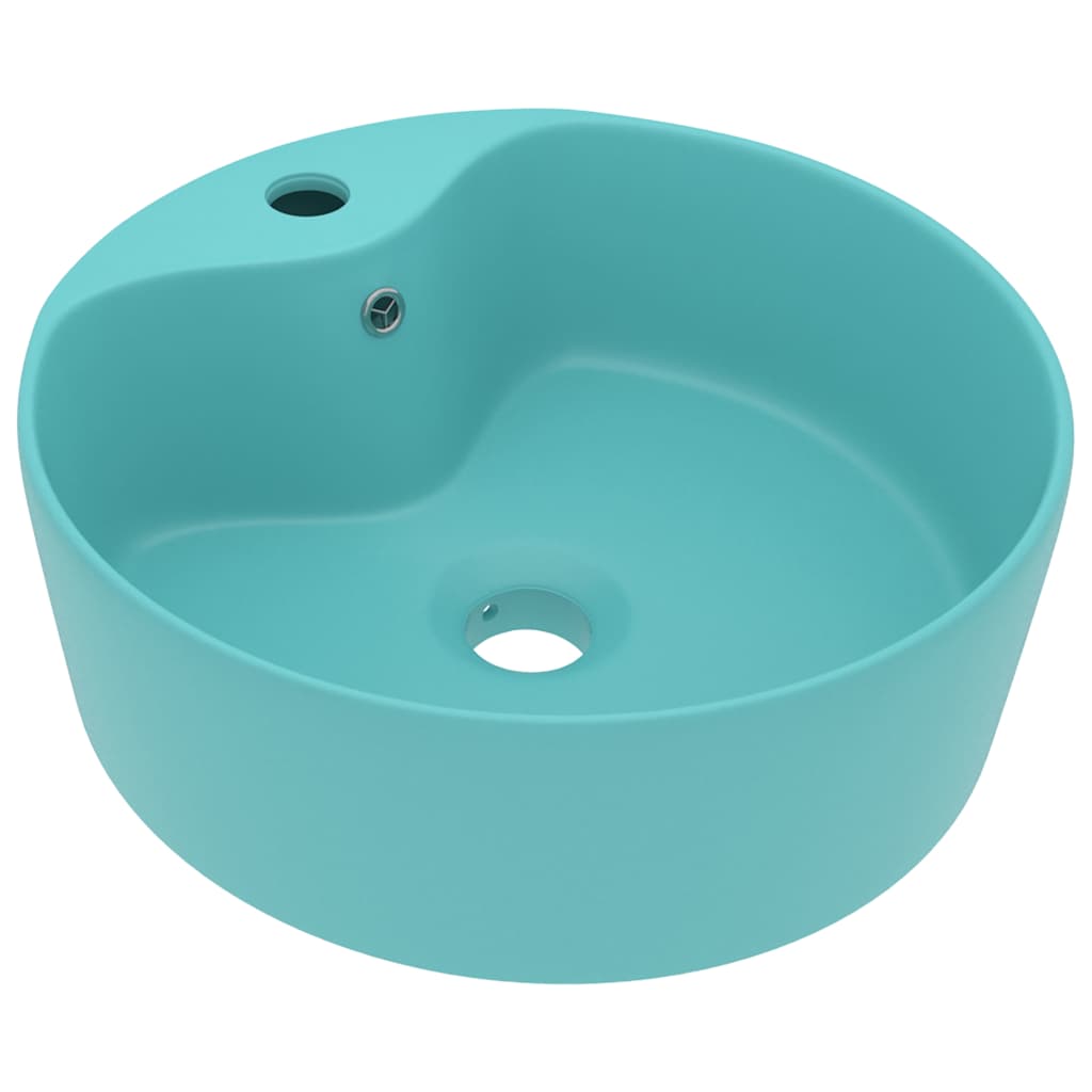 Luxury Wash Basin with Overflow Matt Pink 36x13 cm Ceramic Matte light green