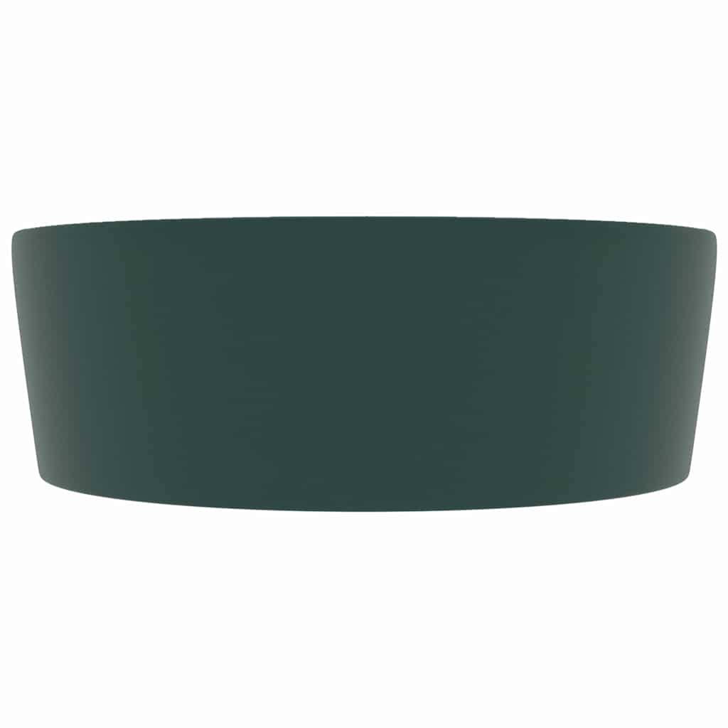 vidaXL Luxury Wash Basin with Overflow Matt Dark Green 36x13 cm Ceramic 4