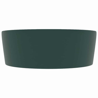 vidaXL Luxury Wash Basin with Overflow Matt Dark Green 36x13 cm Ceramic 4