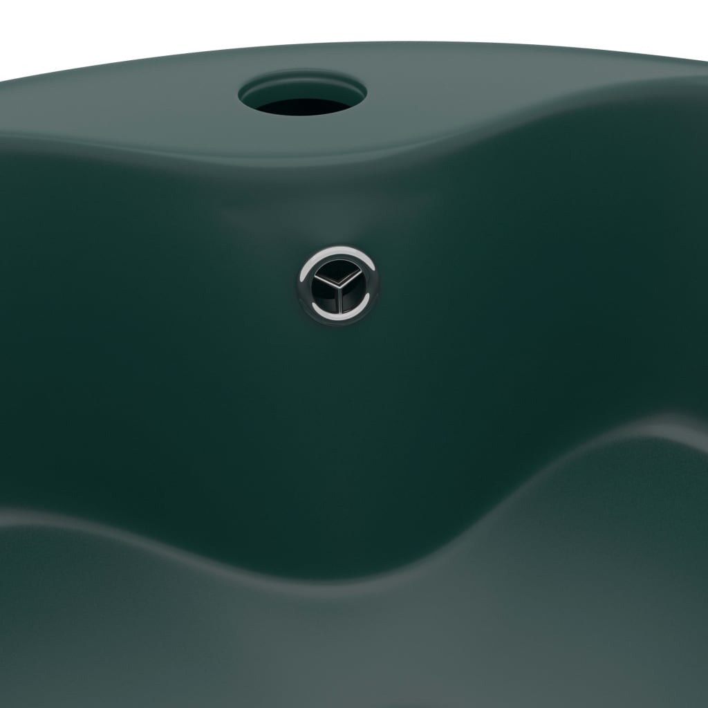 vidaXL Luxury Wash Basin with Overflow Matt Dark Green 36x13 cm Ceramic 5