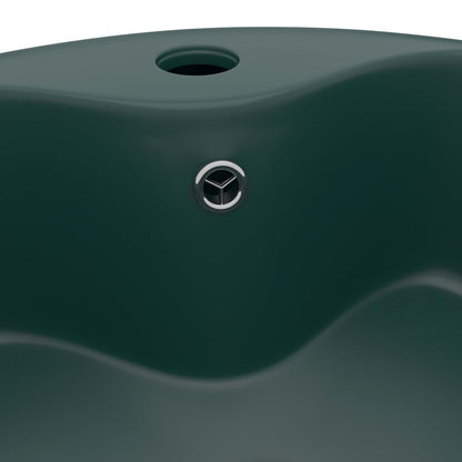 vidaXL Luxury Wash Basin with Overflow Matt Dark Green 36x13 cm Ceramic 5