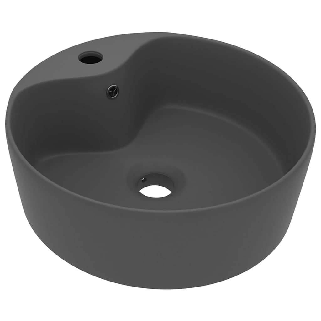 Luxury Wash Basin with Overflow Matt Pink 36x13 cm Ceramic Matte dark grey