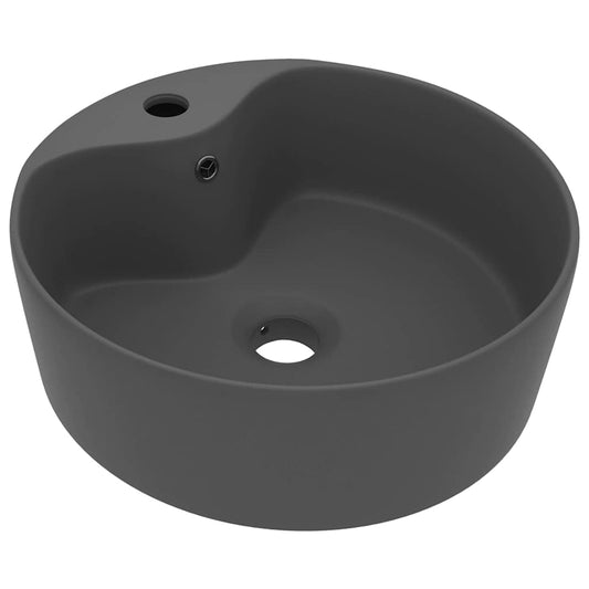 147038 vidaXL Luxury Wash Basin with Overflow Matt Dark Grey 36x13 cm Ceramic 2