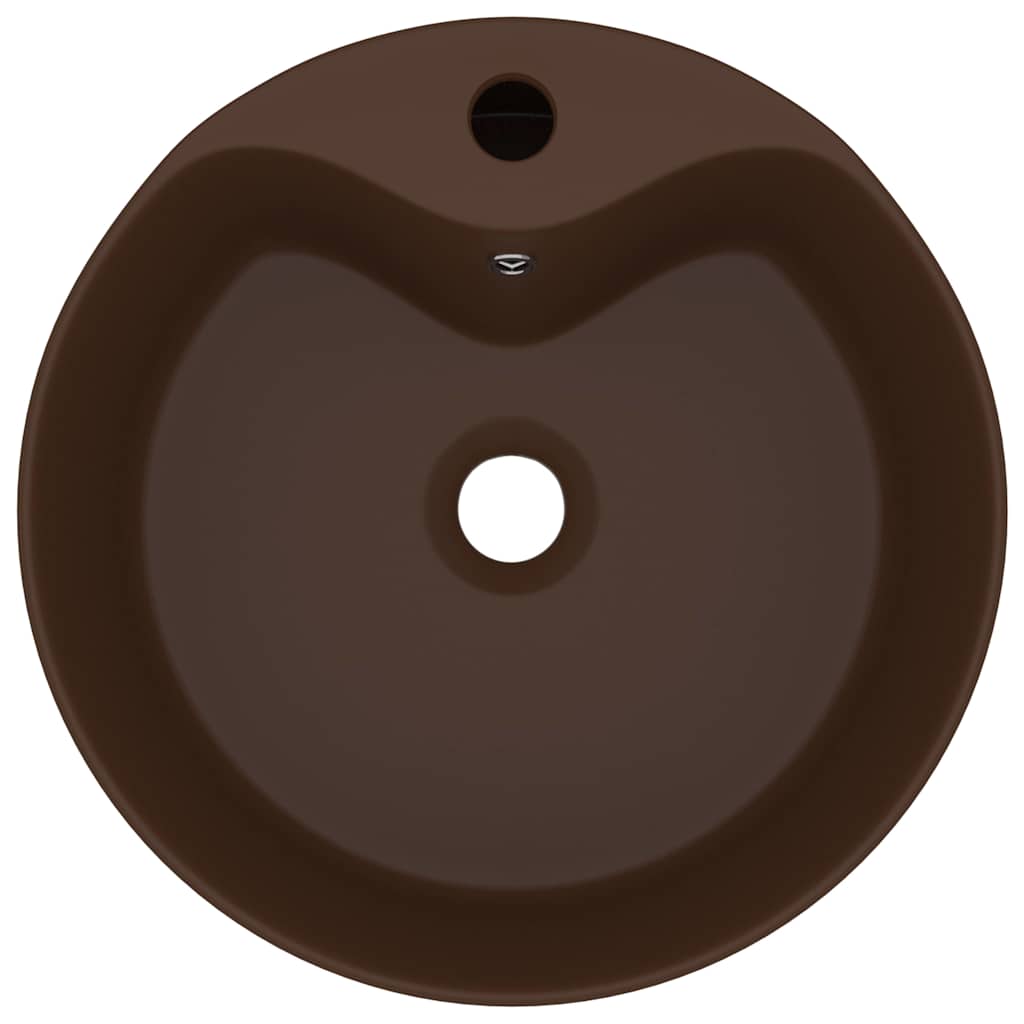 vidaXL Luxury Wash Basin with Overflow Matt Dark Brown 36x13 cm Ceramic 3
