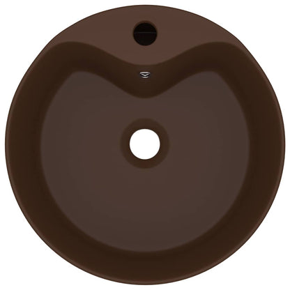 vidaXL Luxury Wash Basin with Overflow Matt Dark Brown 36x13 cm Ceramic 3