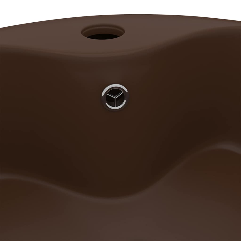 vidaXL Luxury Wash Basin with Overflow Matt Dark Brown 36x13 cm Ceramic 5