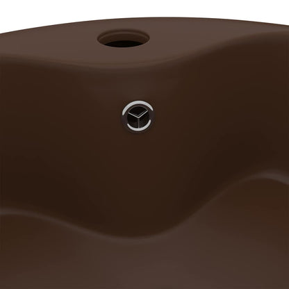 vidaXL Luxury Wash Basin with Overflow Matt Dark Brown 36x13 cm Ceramic 5