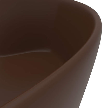 vidaXL Luxury Wash Basin with Overflow Matt Dark Brown 36x13 cm Ceramic 6
