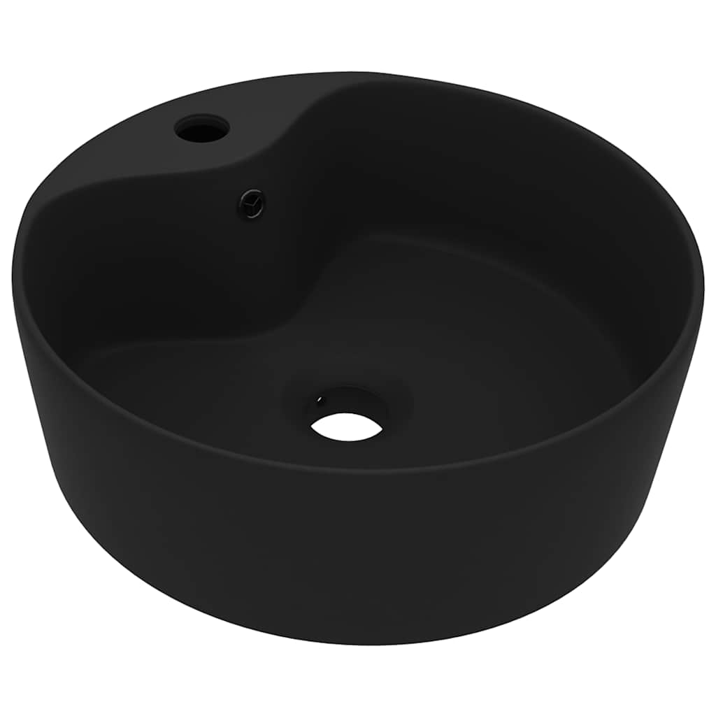 vidaXL Luxury Wash Basin with Overflow Matt Black 36x13 cm Ceramic 2