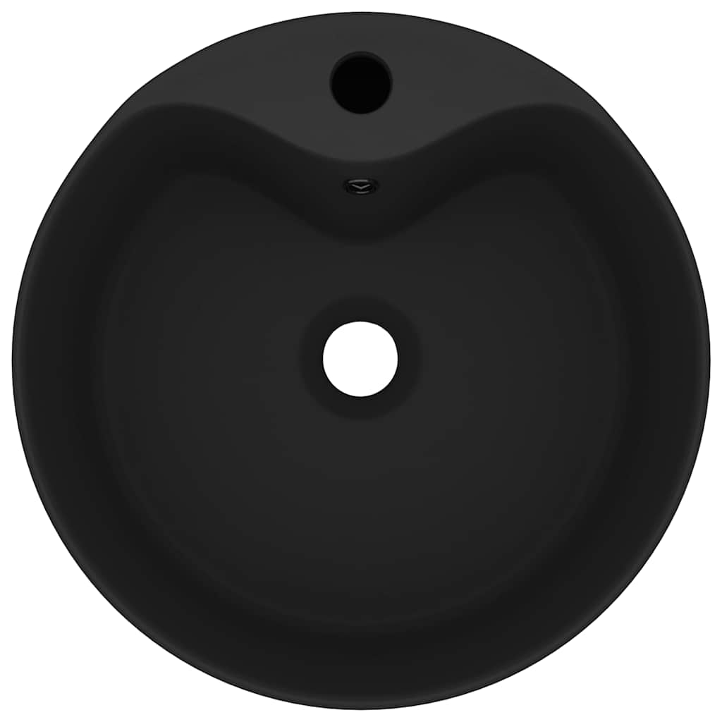 vidaXL Luxury Wash Basin with Overflow Matt Black 36x13 cm Ceramic 3