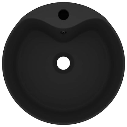 vidaXL Luxury Wash Basin with Overflow Matt Black 36x13 cm Ceramic 3