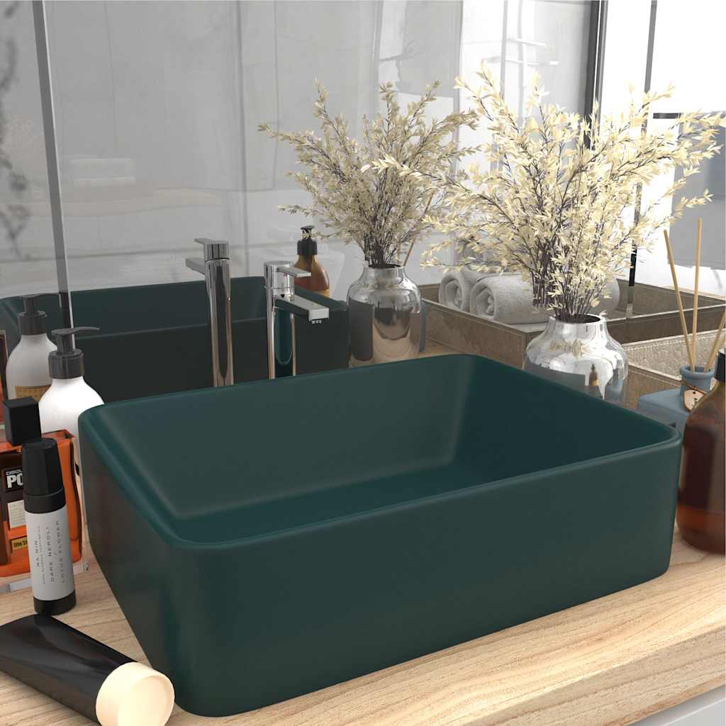 Luxury Wash Basin Matt Pink 41x30x12 cm Ceramic Matte dark green