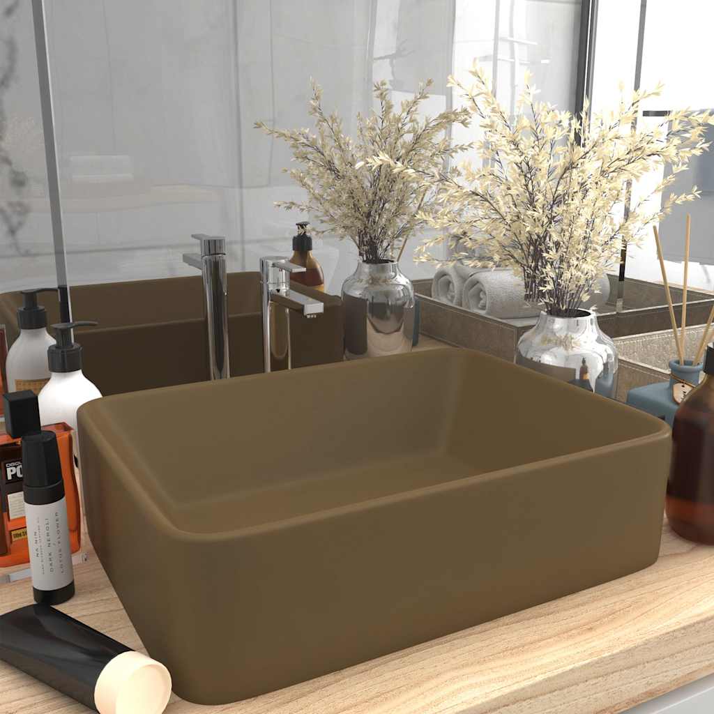 vidaXL Luxury Wash Basin Matt Cream 41x30x12 cm Ceramic 1
