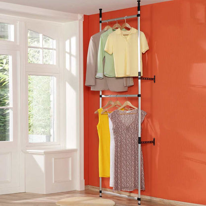 vidaXL Telescopic Wardrobe System | Silver and Black | Aluminium, Plastic 4