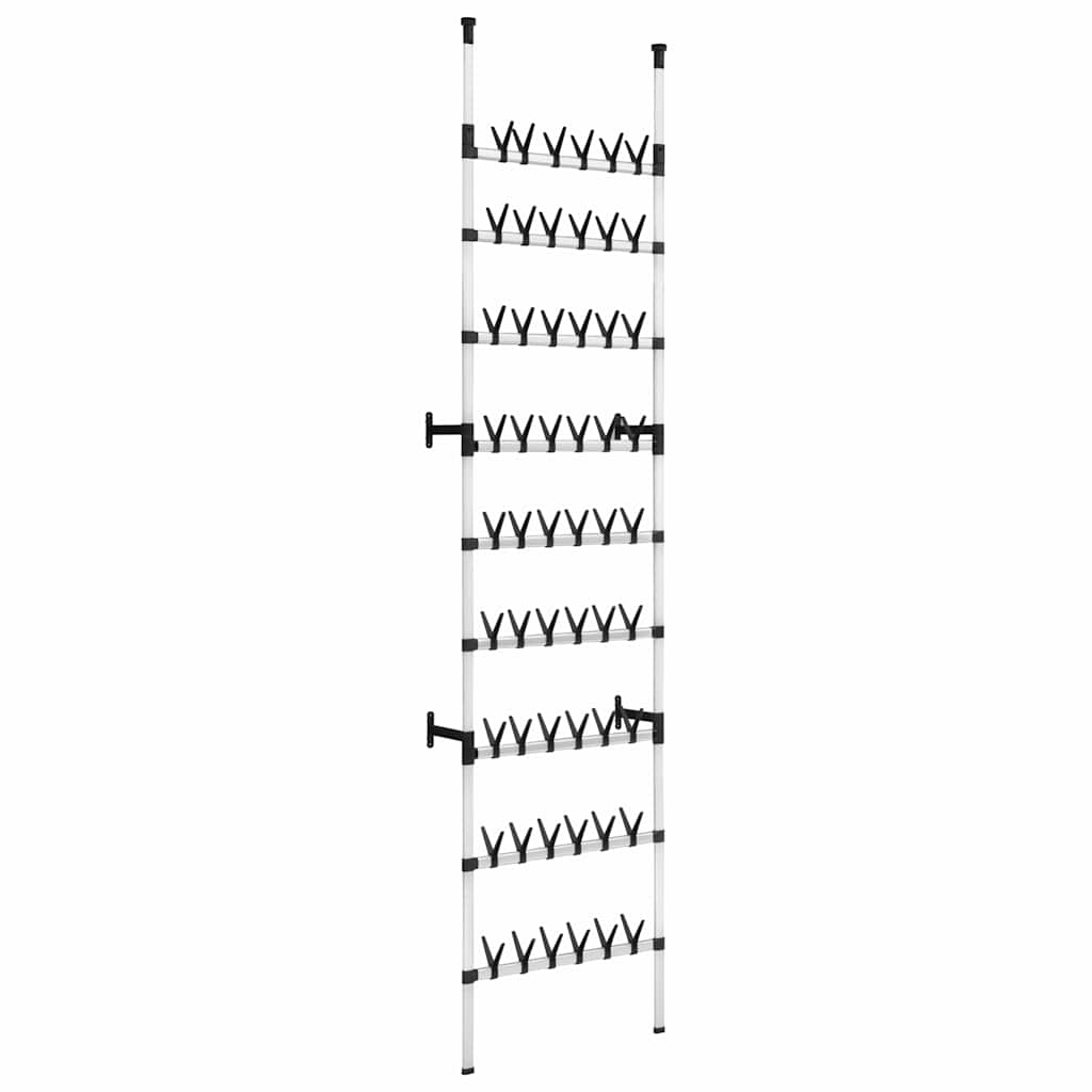 vidaXL Shoe Rack | Silver and Black | Aluminium, Plastic | Large | Shoe Rack 2