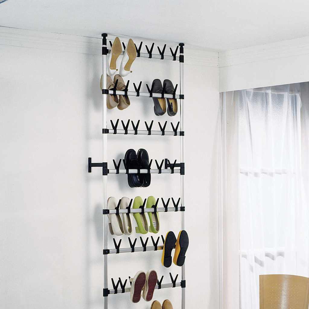 vidaXL Shoe Rack | Silver and Black | Aluminium, Plastic | Large | Shoe Rack 5
