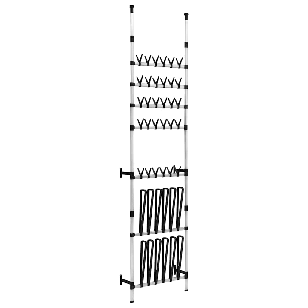 vidaXL Shoe Rack | Silver and black | Aluminium, plastic 2