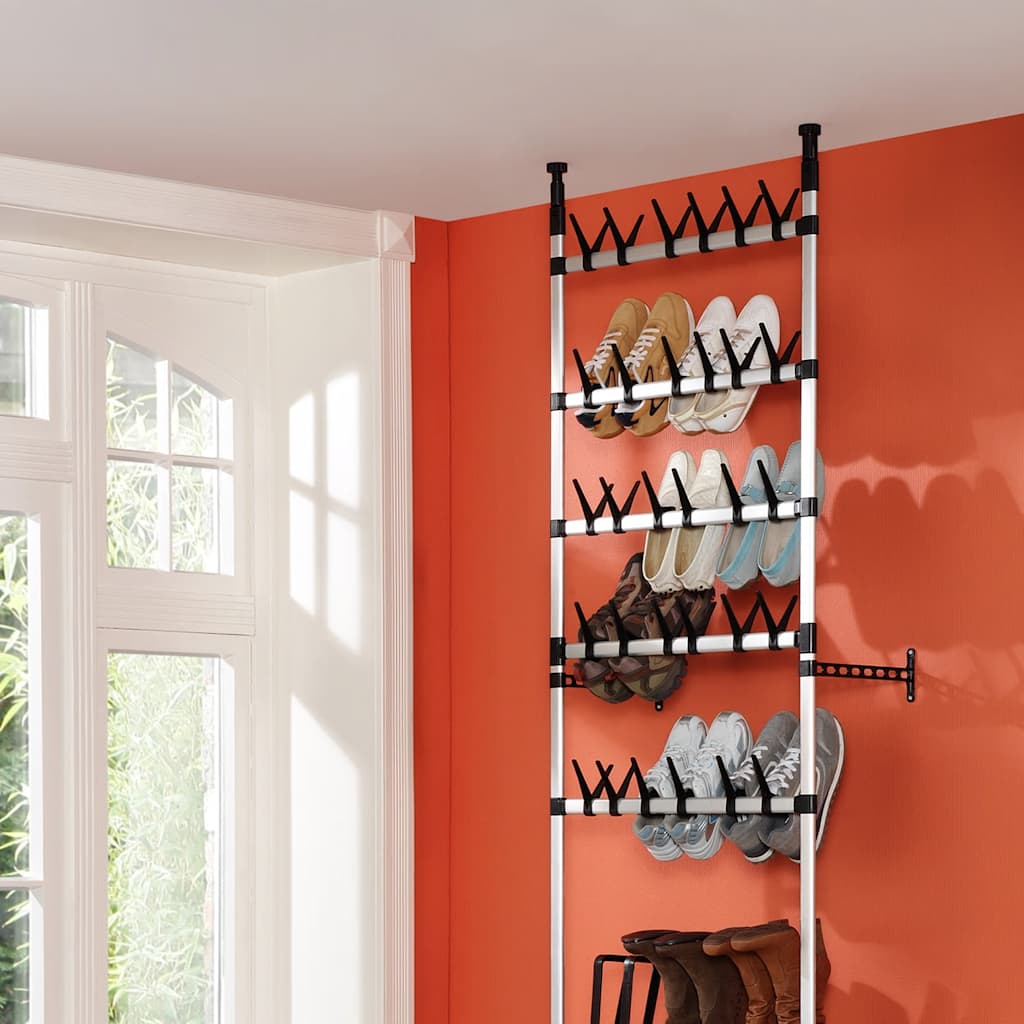 vidaXL Shoe Rack | Silver and black | Aluminium, plastic 4