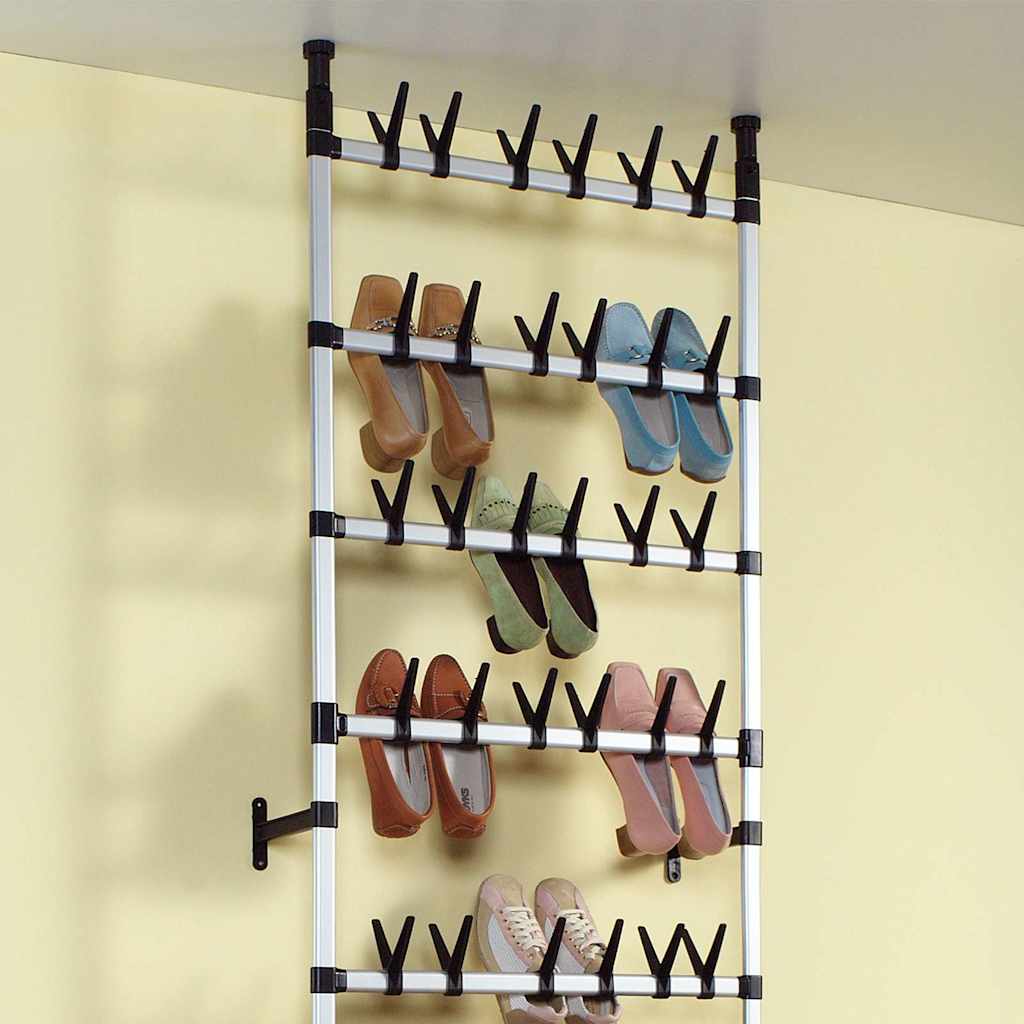 vidaXL Shoe Rack | Silver and black | Aluminium, plastic 5