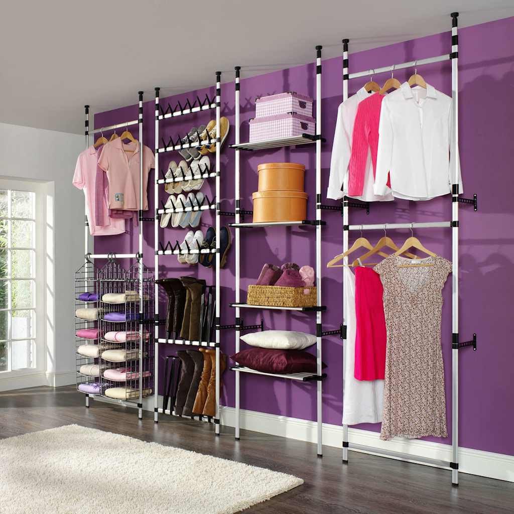 vidaXL Telescopic Wardrobe System | Silver | Aluminium 1