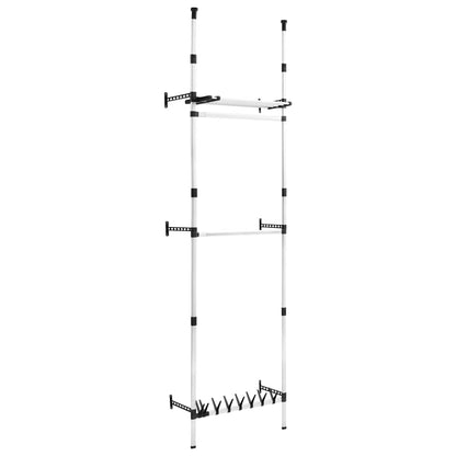 vidaXL Telescopic Wardrobe System | Silver and Black | Aluminium and Plastic 2
