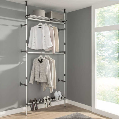 vidaXL Telescopic Wardrobe System | Silver and Black | Aluminium and Plastic 4
