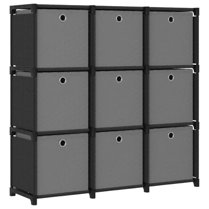 vidaXL Display Shelf | Black and Grey | Fabric (100% polyester), Steel | 9-Cube 1
