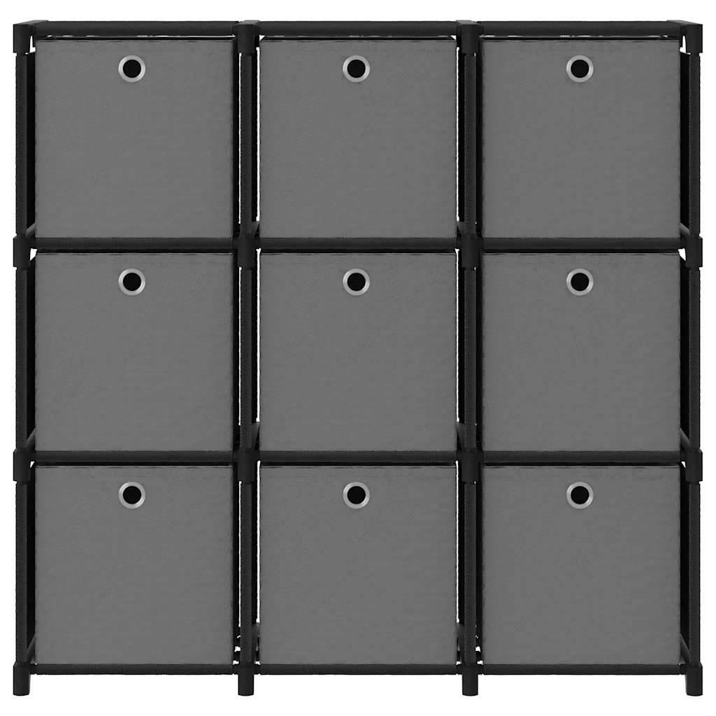 vidaXL Display Shelf | Black and Grey | Fabric (100% polyester), Steel | 9-Cube 2