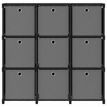 vidaXL Display Shelf | Black and Grey | Fabric (100% polyester), Steel | 9-Cube 2