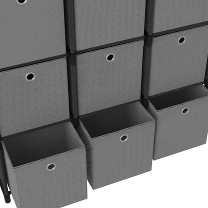 vidaXL Display Shelf | Black and Grey | Fabric (100% polyester), Steel | 9-Cube 6