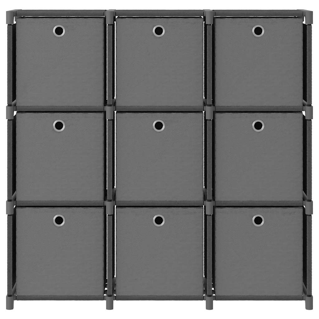 322613 vidaXL 9-Cube Display Shelf with Boxes Grey 103x30x107,5 cm Fabric 2