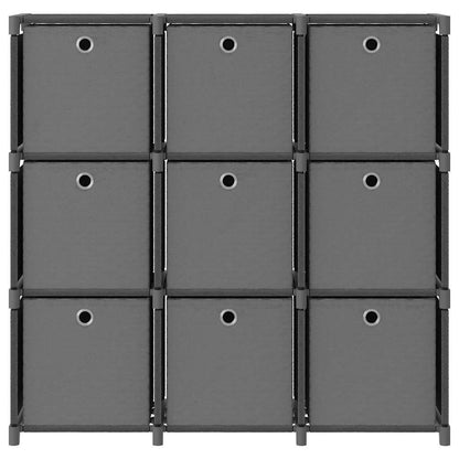 322613 vidaXL 9-Cube Display Shelf with Boxes Grey 103x30x107,5 cm Fabric 2