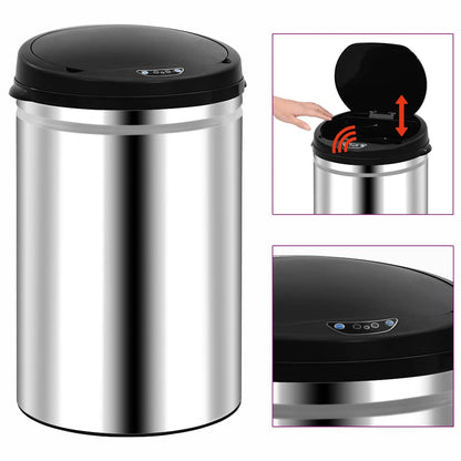 vidaXL Automatic Sensor Dustbin 30 L Stainless Steel 1