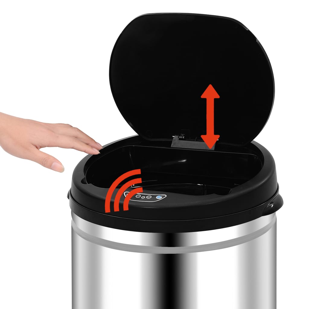 vidaXL Automatic Sensor Dustbin 30 L Stainless Steel 5