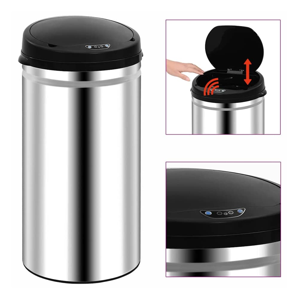 Automatic Sensor Dustbin Stainless Steel Silver 50 l
