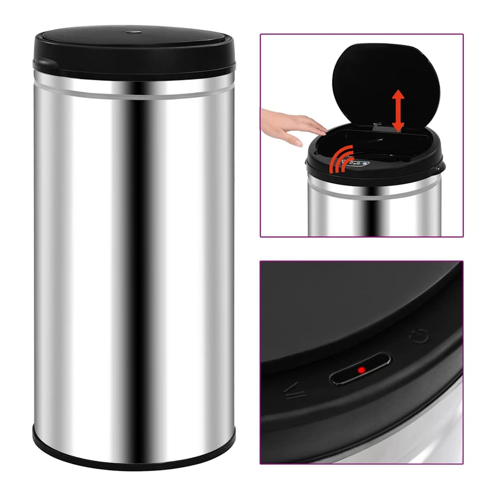 Automatic Sensor Dustbin Stainless Steel Silver 70 l