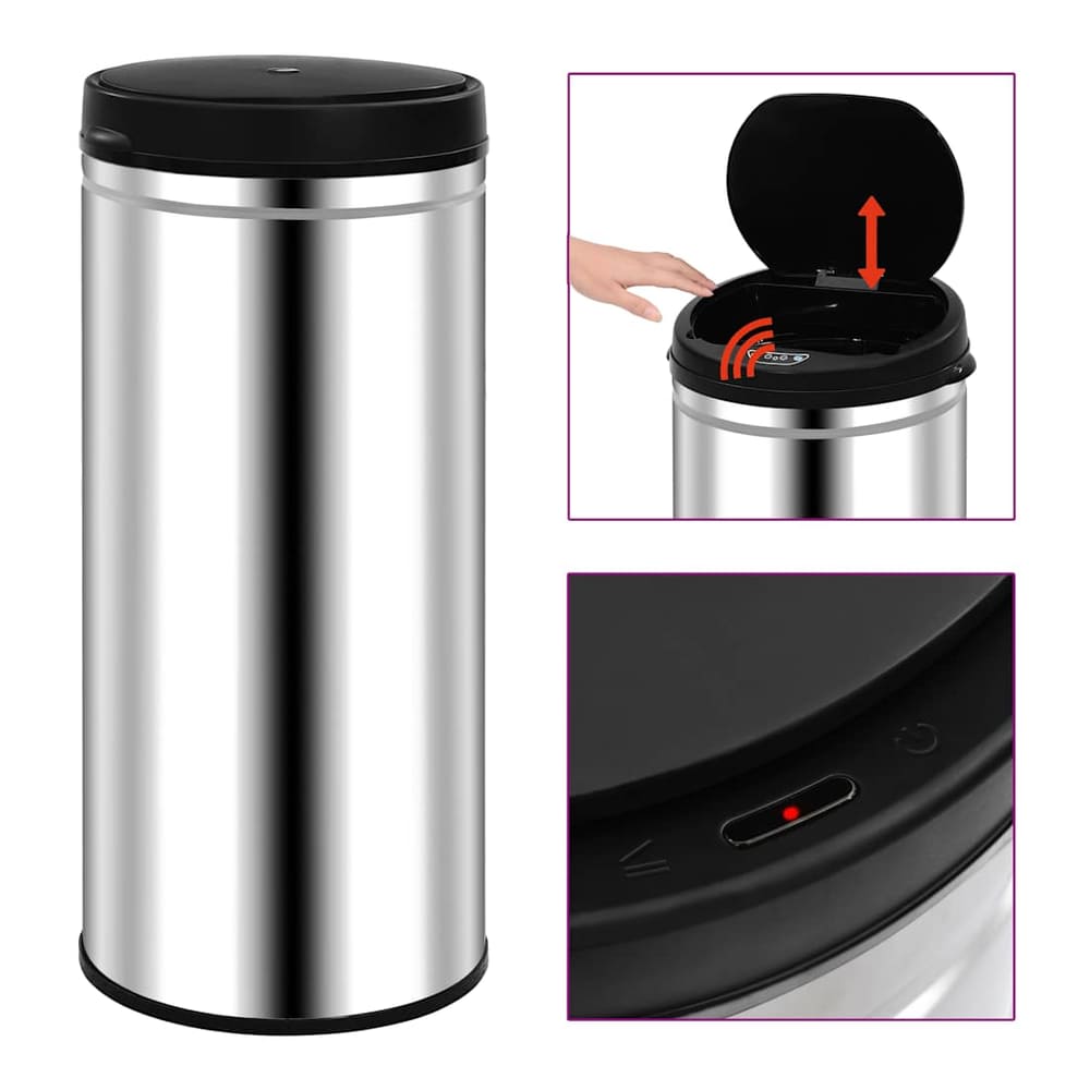 Automatic Sensor Dustbin Stainless Steel Silver 80 l
