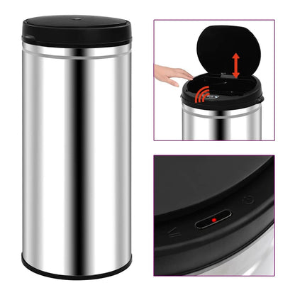 Automatic Sensor Dustbin Stainless Steel Silver 80 l