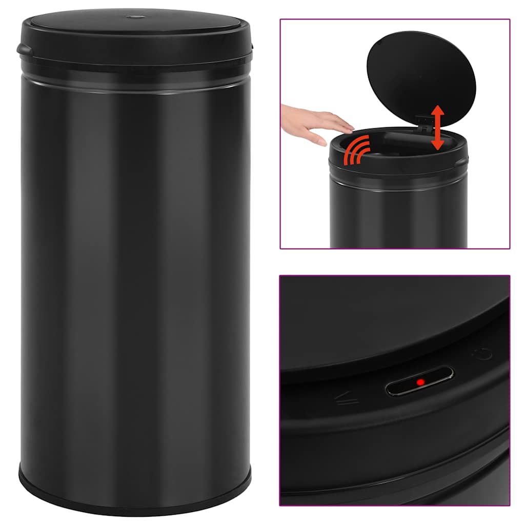 vidaXL Automatic Sensor Dustbin Carbon Steel Black